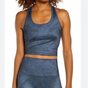 Beyond Yoga First Class cropped Tank in distressed navy blue. Women's XL New $66